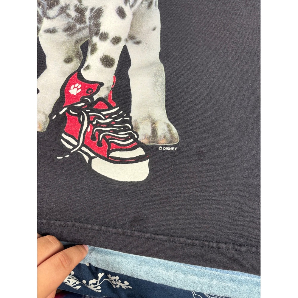 Vintage Disney 101 Dalmatians Graphic Ringer T-Shirt Black Red XL 90s Puppy - Picture 3 of 9
